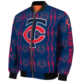 customized minnesota twins bolt stripe navy bomber jacket best selling
