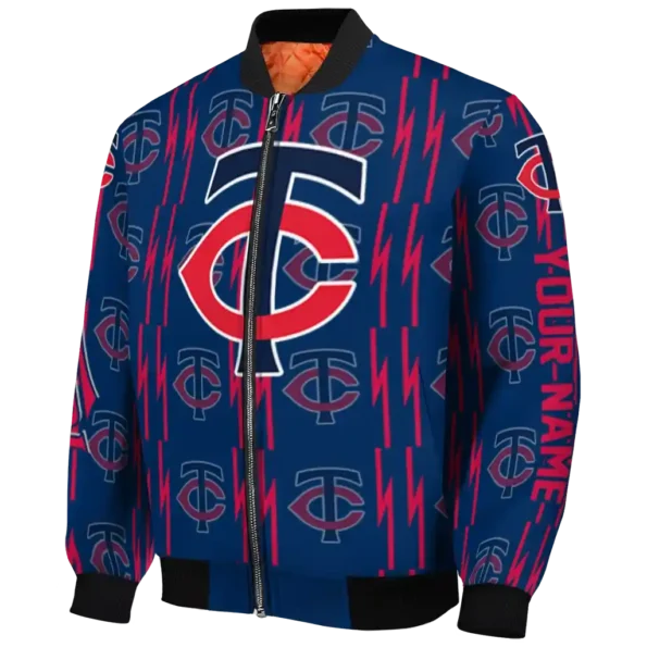 customized minnesota twins bolt stripe navy bomber jacket best selling