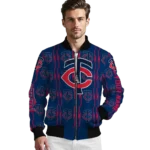customized minnesota twins bolt stripe navy bomber jacket best selling