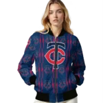 customized minnesota twins bolt stripe navy bomber jacket best selling