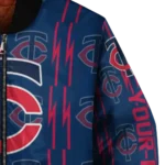 customized minnesota twins bolt stripe navy bomber jacket best selling