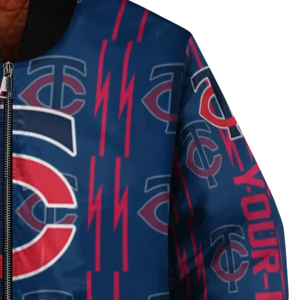 customized minnesota twins bolt stripe navy bomber jacket premium grade