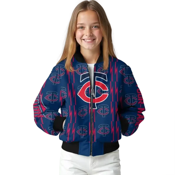 customized minnesota twins bolt stripe navy bomber jacket top rated