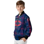 customized minnesota twins bolt stripe navy bomber jacket best selling
