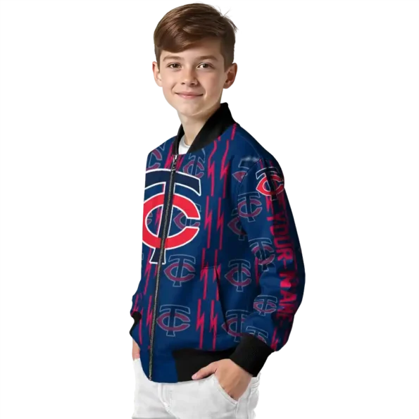 customized minnesota twins bolt stripe navy bomber jacket trendy