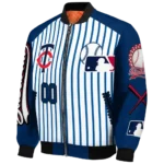 customized minnesota twins eagle baseball navy white bomber jacket best selling