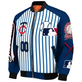 customized minnesota twins eagle baseball navy white bomber jacket best selling