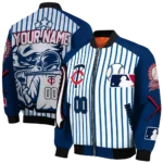 customized minnesota twins eagle baseball navy white bomber jacket best selling