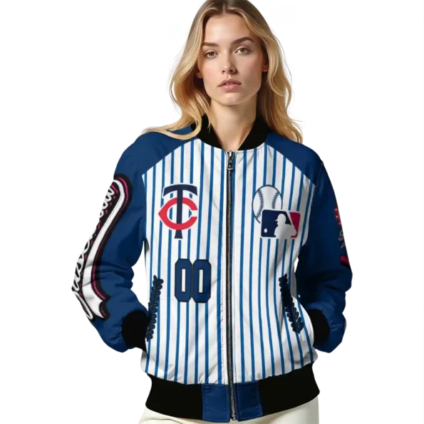 customized minnesota twins eagle baseball navy white bomber jacket latest model