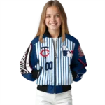 customized minnesota twins eagle baseball navy white bomber jacket best selling