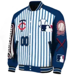 customized minnesota twins eagle baseball navy white varsity jacket best selling