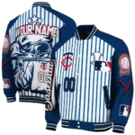 customized minnesota twins eagle baseball navy white varsity jacket best selling