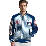 customized minnesota twins eagle baseball navy white varsity jacket best selling