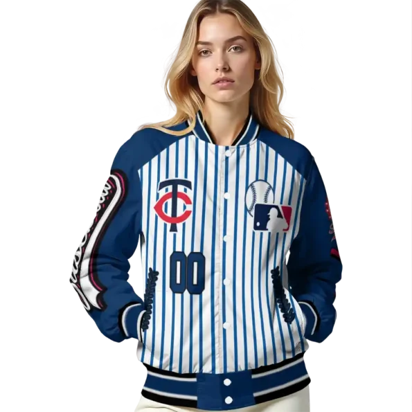 customized minnesota twins eagle baseball navy white varsity jacket latest model
