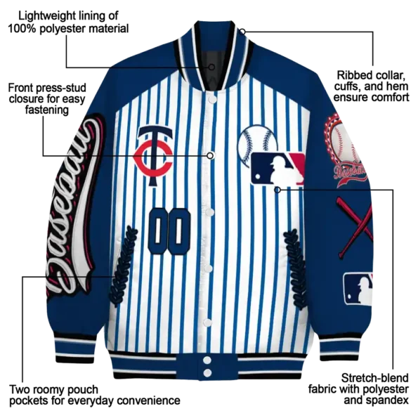 customized minnesota twins eagle baseball navy white varsity jacket new arrival