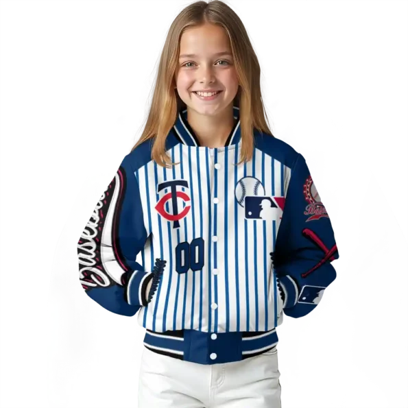 customized minnesota twins eagle baseball navy white varsity jacket top rated