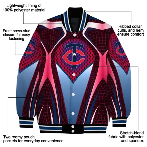 customized minnesota twins mesh chest black varsity jacket new arrival