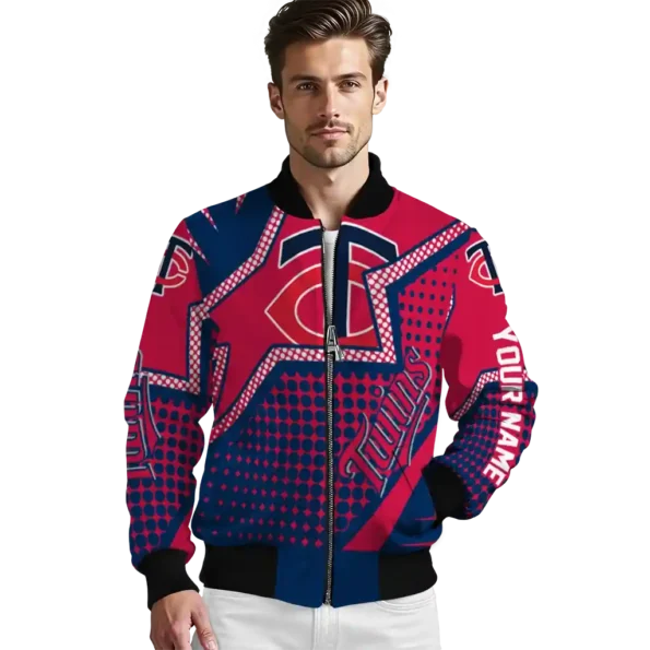customized minnesota twins star burst navy bomber jacket high quality
