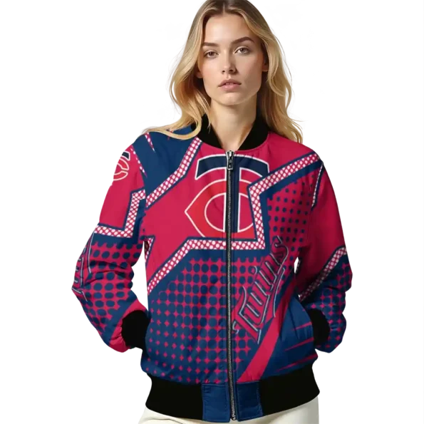 customized minnesota twins star burst navy bomber jacket latest model