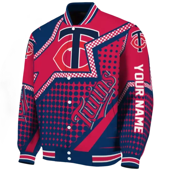 customized minnesota twins star burst navy varsity jacket best selling