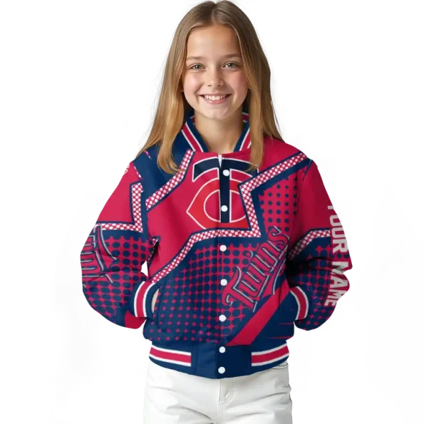 customized minnesota twins star burst navy varsity jacket top rated