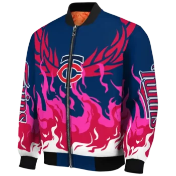 customized minnesota twins winged blaze navy white bomber jacket best selling