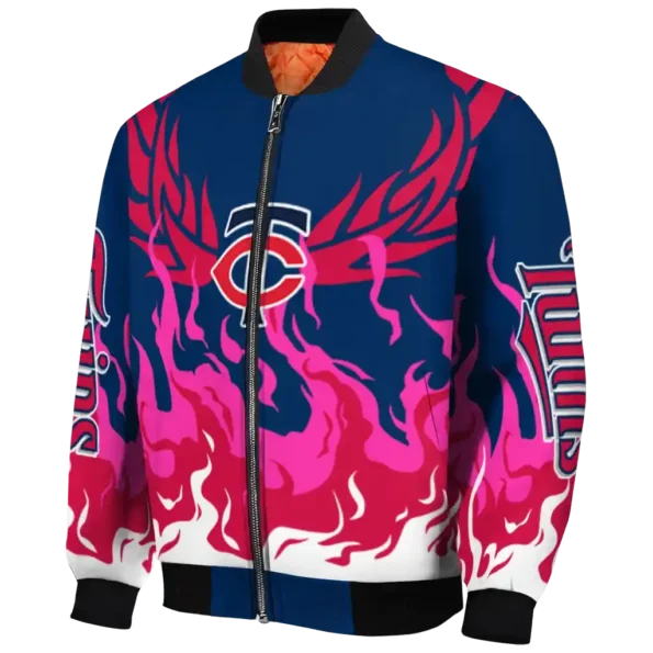customized minnesota twins winged blaze navy white bomber jacket best selling