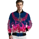 customized minnesota twins winged blaze navy white bomber jacket best selling