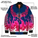 customized minnesota twins winged blaze navy white bomber jacket best selling