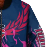 customized minnesota twins winged blaze navy white bomber jacket best selling