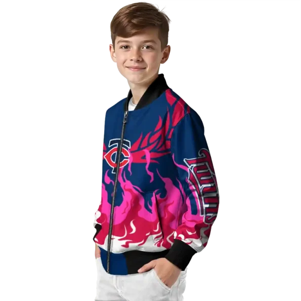 customized minnesota twins winged blaze navy white bomber jacket trendy