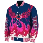customized minnesota twins winged blaze navy white varsity jacket best selling