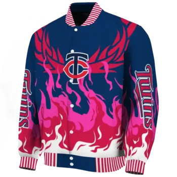 customized minnesota twins winged blaze navy white varsity jacket best selling