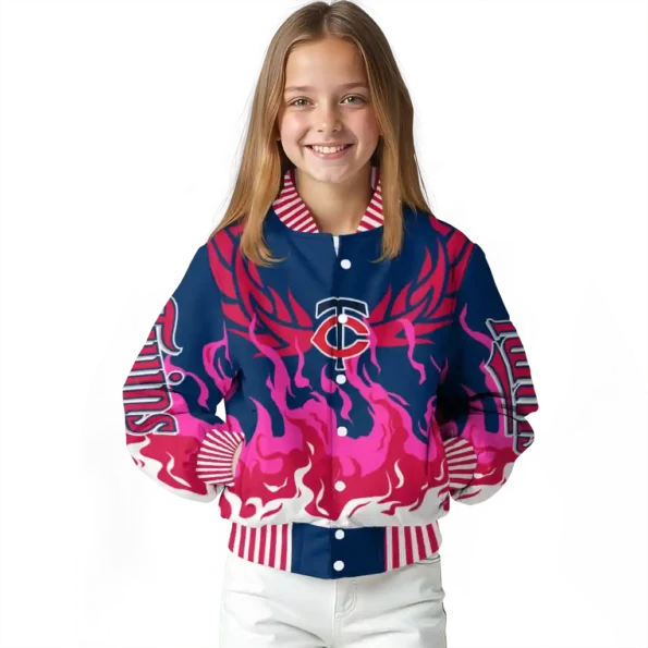 customized minnesota twins winged blaze navy white varsity jacket top rated