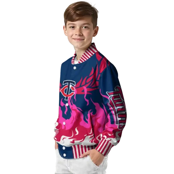 customized minnesota twins winged blaze navy white varsity jacket trendy