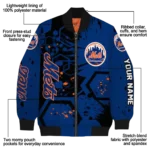 customized new york mets hexagon cluster blue black bomber jacket best selling