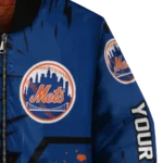 customized new york mets hexagon cluster blue black bomber jacket best selling