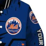 customized new york mets hexagon cluster blue black varsity jacket best selling