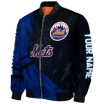 customized new york mets hexagon mesh blue black bomber jacket best selling