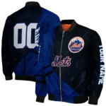 customized new york mets hexagon mesh blue black bomber jacket best selling