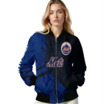 customized new york mets hexagon mesh blue black bomber jacket best selling