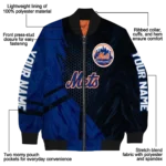 customized new york mets hexagon mesh blue black bomber jacket best selling