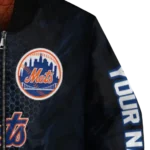 customized new york mets hexagon mesh blue black bomber jacket best selling