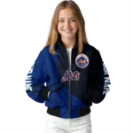 customized new york mets hexagon mesh blue black bomber jacket best selling