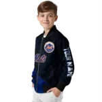 customized new york mets hexagon mesh blue black bomber jacket best selling
