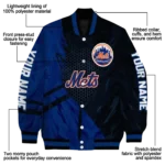 customized new york mets hexagon mesh blue black varsity jacket best selling