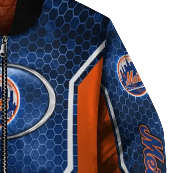 customized new york mets power plate blue bomber jacket premium grade