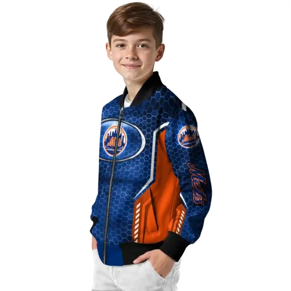 customized new york mets power plate blue bomber jacket trendy