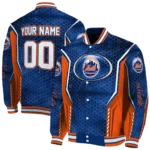 customized new york mets power plate blue varsity jacket best selling