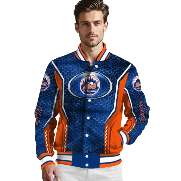 customized new york mets power plate blue varsity jacket high quality